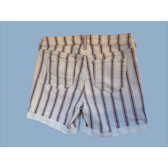 Old Navy American Denim Cuffed Shorts 5 Pkt Cream Gray Red stripe Size 10 July 4 - Picture 2 of 8